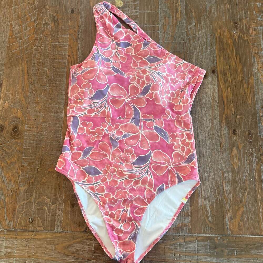 Summersalt One-Shoulder One Piece Swimsuit Size 10 Pink Floral